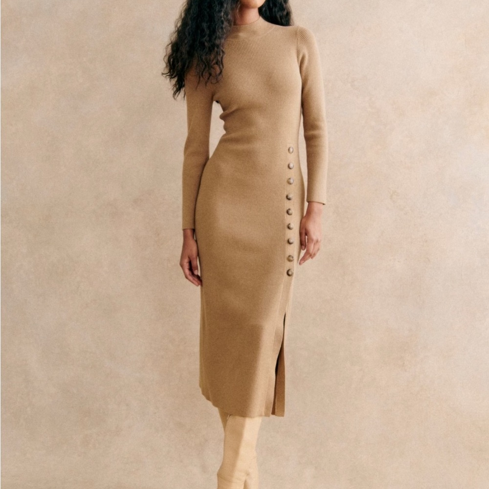 Elegant Tan Knit Dress